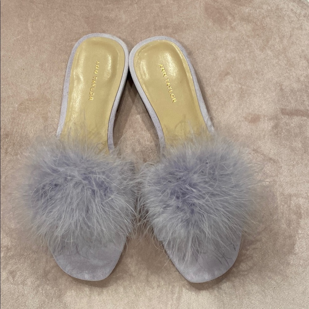 Ann Taylor Gray Fur Trim Shoes